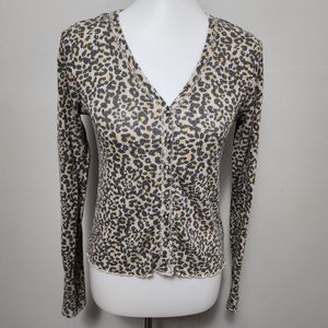 Buckle Gilded Intent leopard print waffle knit henley size medium